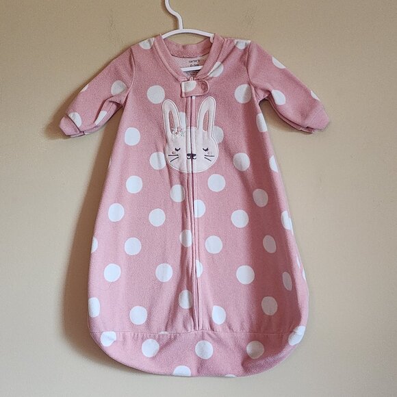 Carters Baby Polka Dot Bunny Fleece Sleep Bag Size 0-3 Months - Picture 2 of 5